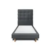 Sommeil De Plomb Lit avec tête de lit capitonnée velours et sommier - Lit en bois massif* Lit Simple
