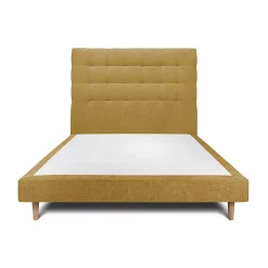 Sommeil De Plomb Lit avec tête de lit capitonnée tissu et sommier tapissier - Lit en bois massif* Lit Simple