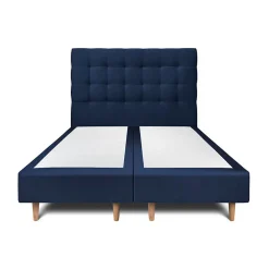 Lit avec tête de lit capitonnée velours et sommier - Lit en bois massif>Sommeil De Plomb Sale