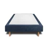 Sommeil De Plomb Lit avec tête de lit capitonnée tissu et sommier tapissier - Lit en bois massif* Lit Simple