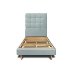 Lit avec tête de lit capitonnée velours et sommier kit - Lit en bois massif>Sommeil De Plomb