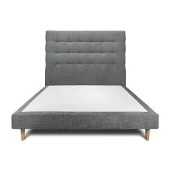Sommeil De Plomb Lit avec tête de lit capitonnée tissu et sommier tapissier - Lit en bois massif* Lit Double