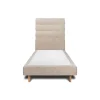 Sommeil De Plomb Lit avec tête de lit capitonnée tissu et sommier tapissier - Lit en bois massif* Lit Simple