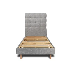 Lit avec tête de lit capitonnée et sommier kit - Lit en bois massif>Sommeil De Plomb