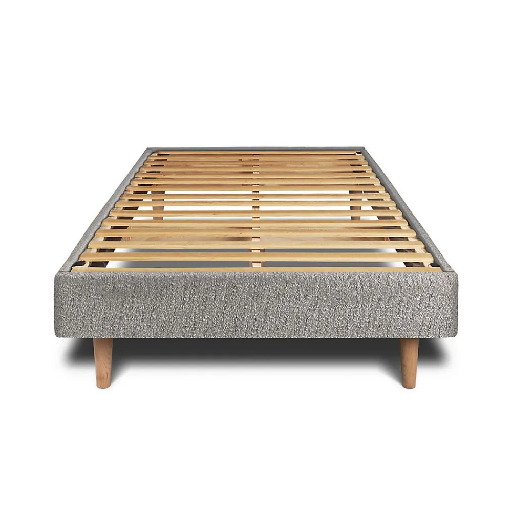 Lit avec tête de lit capitonnée et sommier kit - Lit en bois massif>Sommeil De Plomb