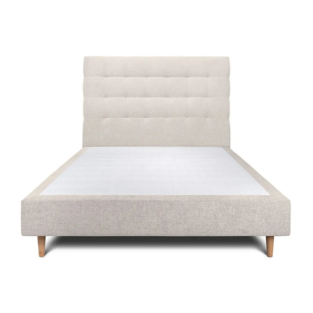 Lit avec tête de lit capitonnée tissu et sommier tapissier - Lit en bois massif>Sommeil De Plomb New