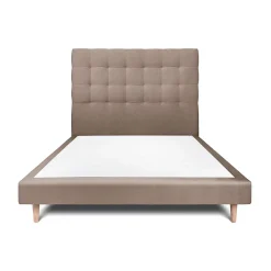 Sommeil De Plomb Lit avec tête de lit capitonnée velours et sommier - Lit en bois massif* Lit Double
