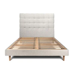 Lit avec tête de lit capitonnée et sommier kit - Lit en bois massif>Sommeil De Plomb New