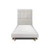 Sommeil De Plomb Lit avec tête de lit capitonnée velours et sommier - Lit en bois massif* Lit Simple