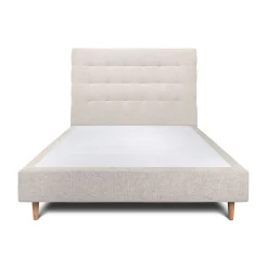 Lit avec tête de lit capitonnée tissu et sommier tapissier - Lit en bois massif>Sommeil De Plomb Discount