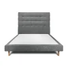 Sommeil De Plomb Lit avec tête de lit capitonnée tissu et sommier tapissier - Lit en bois massif* Lit Simple