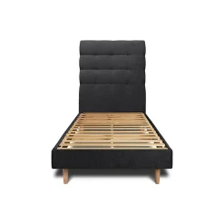 Sommeil De Plomb Lit avec tête de lit capitonnée tissu et sommier kit - Lit en bois massif* Lit Simple