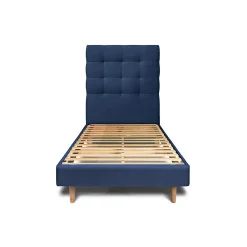 Lit avec tête de lit capitonnée velours et sommier kit - Lit en bois massif>Sommeil De Plomb New