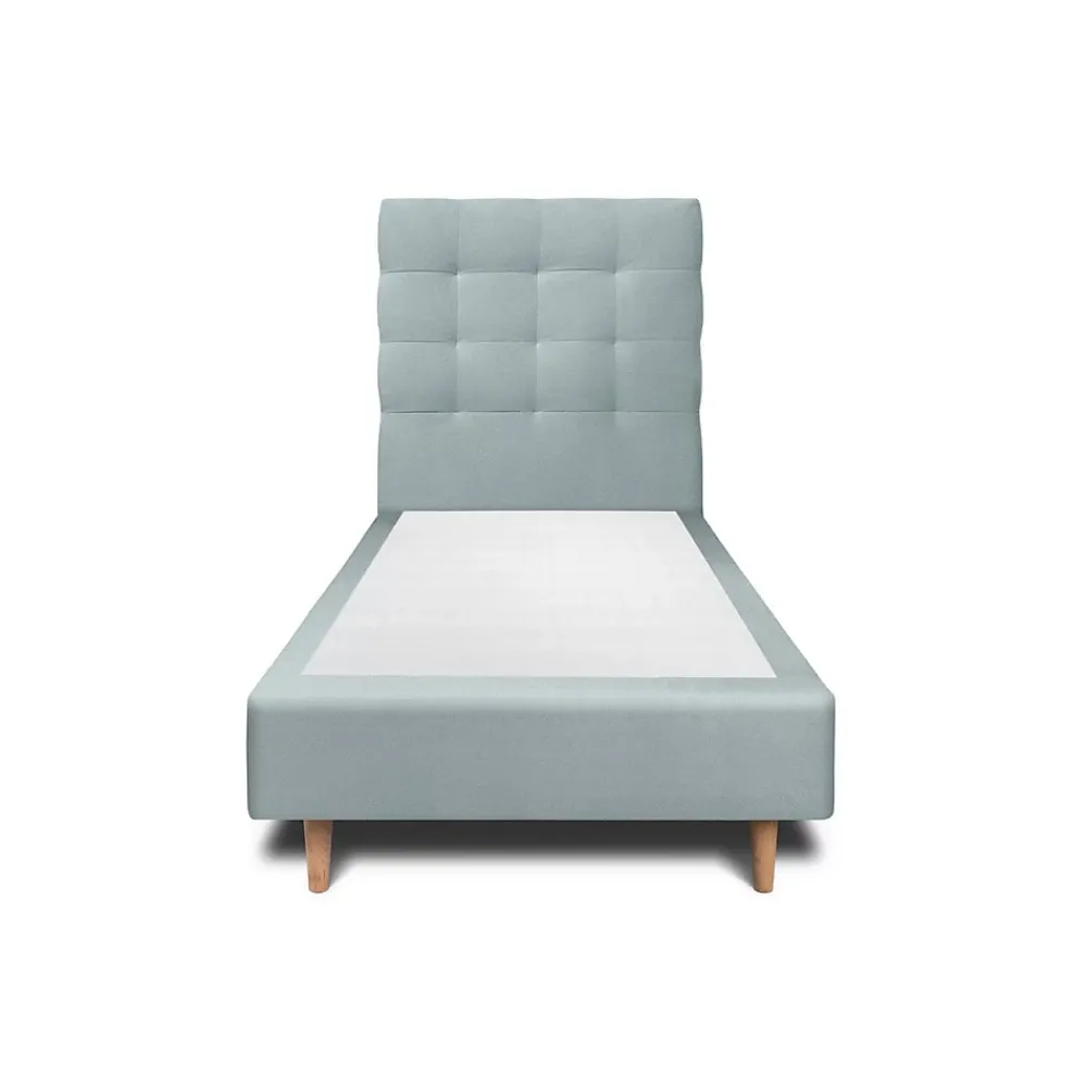 Sommeil De Plomb Lit avec tête de lit capitonnée velours et sommier - Lit en bois massif* Lit Simple