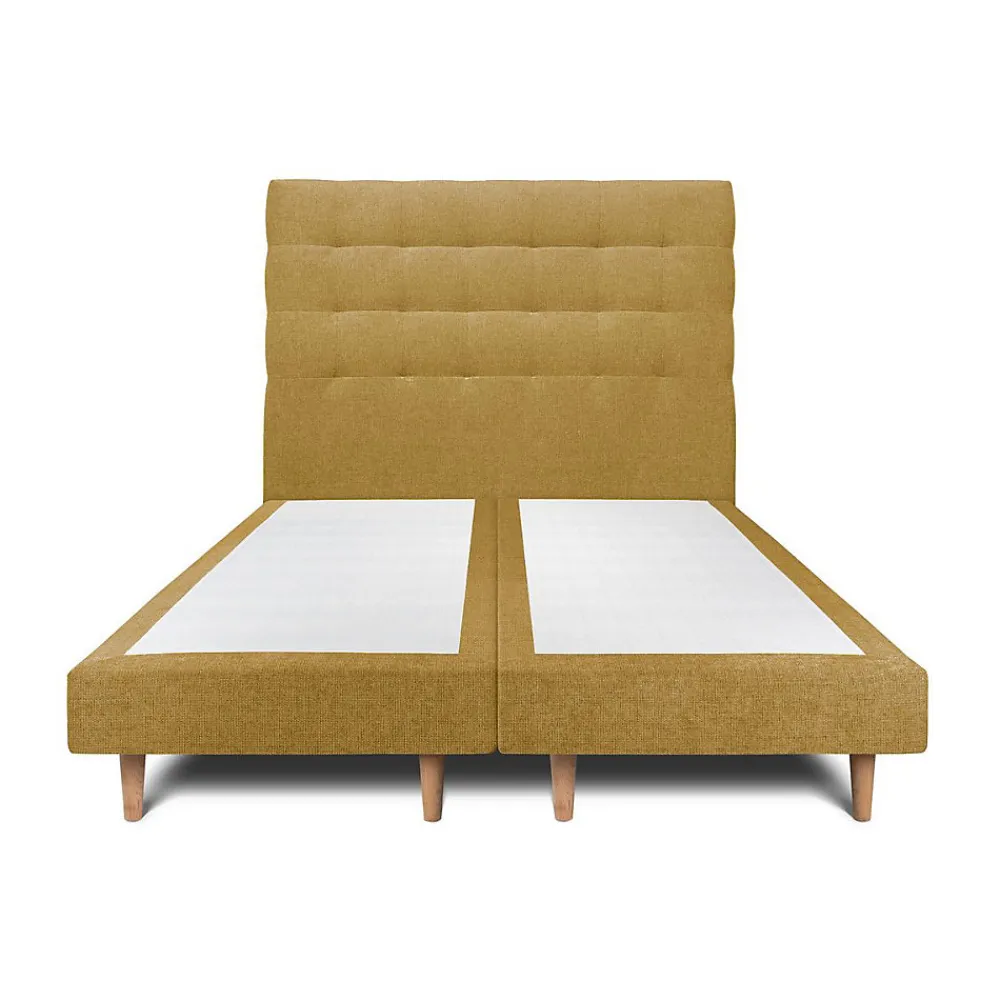 Lit avec tête de lit capitonnée tissu et sommier tapissier - Lit en bois massif>Sommeil De Plomb Best