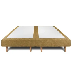Lit avec tête de lit capitonnée tissu et sommier tapissier - Lit en bois massif><noscript><img width=