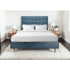 Sommeil De Plomb Lit avec tête de lit capitonnée et sommier tapissier - Lit en bois massif* Lit Double