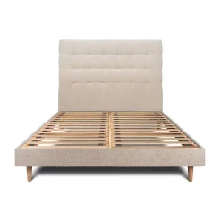 Sommeil De Plomb Lit avec tête de lit capitonnée tissu et sommier kit - Lit en bois massif* Lit Simple