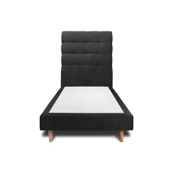Sommeil De Plomb Lit avec tête de lit capitonnée tissu et sommier tapissier - Lit en bois massif* Lit Simple
