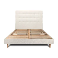 Lit avec tête de lit capitonnée tissu et sommier kit - Lit en bois massif>Sommeil De Plomb Clearance