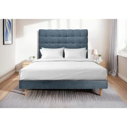 Lit avec tête de lit capitonnée et sommier kit - Lit en bois massif>Sommeil De Plomb New