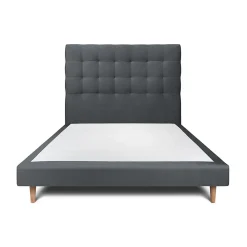 Sommeil De Plomb Lit avec tête de lit capitonnée velours et sommier - Lit en bois massif* Lit Double