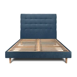 Sommeil De Plomb Lit avec tête de lit capitonnée tissu et sommier kit - Lit en bois massif* Lit Simple