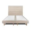 Lit avec tête de lit capitonnée tissu et sommier tapissier - Lit en bois massif>Sommeil De Plomb Best
