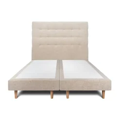 Lit avec tête de lit capitonnée tissu et sommier tapissier - Lit en bois massif>Sommeil De Plomb Best