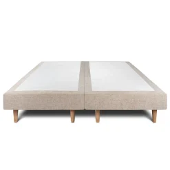 Lit avec tête de lit capitonnée tissu et sommier tapissier - Lit en bois massif><noscript><img width=