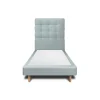 Sommeil De Plomb Lit avec tête de lit capitonnée velours et sommier - Lit en bois massif* Lit Simple