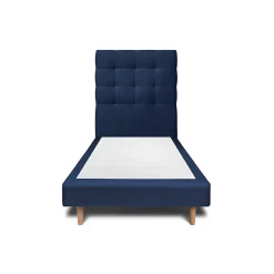 Lit avec tête de lit capitonnée velours et sommier - Lit en bois massif>Sommeil De Plomb Sale