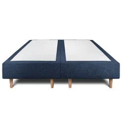 Lit avec tête de lit capitonnée tissu et sommier tapissier - Lit en bois massif><noscript><img width=