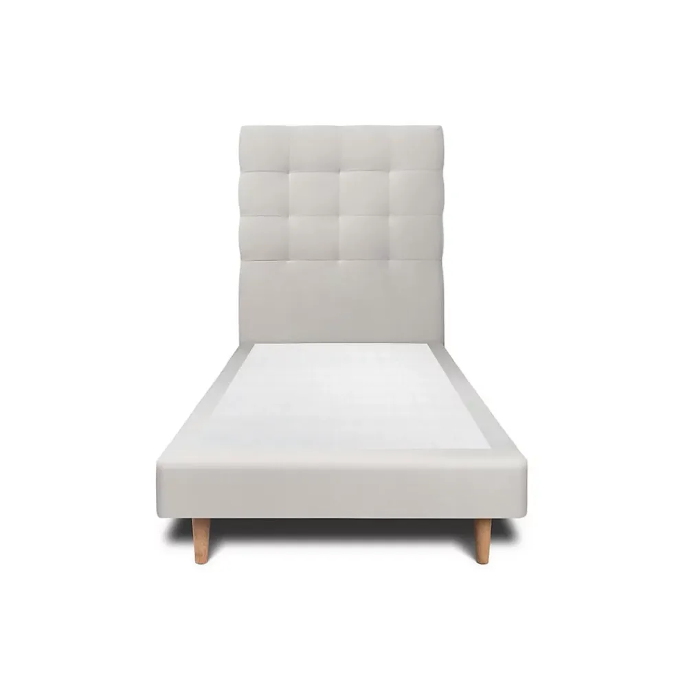 Sommeil De Plomb Lit avec tête de lit capitonnée velours et sommier - Lit en bois massif* Lit Simple