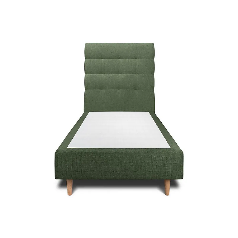 Lit avec tête de lit capitonnée tissu et sommier tapissier - Lit en bois massif>Sommeil De Plomb Sale