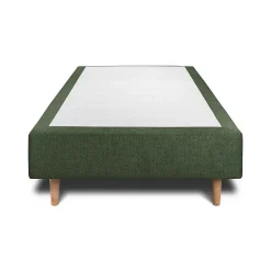 Lit avec tête de lit capitonnée tissu et sommier tapissier - Lit en bois massif><noscript><img width=
