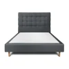 Sommeil De Plomb Lit avec tête de lit capitonnée velours et sommier - Lit en bois massif* Lit Double