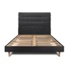 Lit avec tête de lit capitonnée tissu et sommier kit - Lit en bois massif>Sommeil De Plomb Outlet