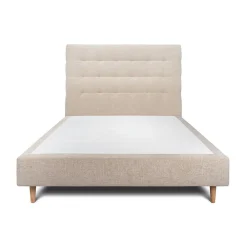 Lit avec tête de lit capitonnée tissu et sommier tapissier - Lit en bois massif>Sommeil De Plomb Clearance