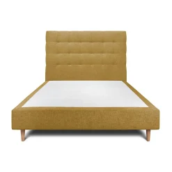 Lit avec tête de lit capitonnée tissu et sommier tapissier - Lit en bois massif>Sommeil De Plomb New