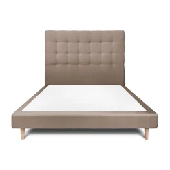 Lit avec tête de lit capitonnée velours et sommier - Lit en bois massif>Sommeil De Plomb Clearance