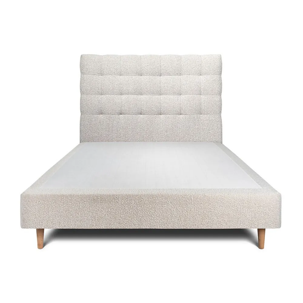 Sommeil De Plomb Lit avec tête de lit capitonnée et sommier tapissier - Lit en bois massif* Lit Simple