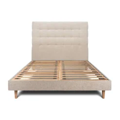 Lit avec tête de lit capitonnée tissu et sommier kit - Lit en bois massif>Sommeil De Plomb Online