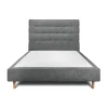 Lit avec tête de lit capitonnée tissu et sommier tapissier - Lit en bois massif>Sommeil De Plomb Sale