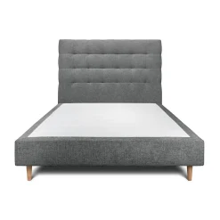 Lit avec tête de lit capitonnée tissu et sommier tapissier - Lit en bois massif>Sommeil De Plomb Sale