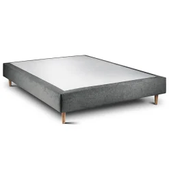 Lit avec tête de lit capitonnée tissu et sommier tapissier - Lit en bois massif><noscript><img width=