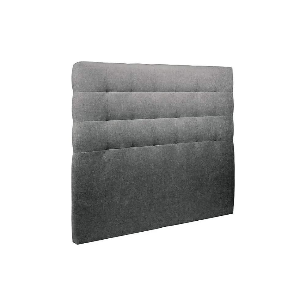 Lit avec tête de lit capitonnée tissu et sommier tapissier - Lit en bois massif>Sommeil De Plomb Sale