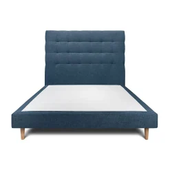 Lit avec tête de lit capitonnée tissu et sommier tapissier - Lit en bois massif>Sommeil De Plomb Clearance