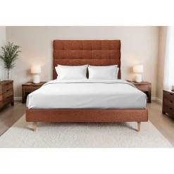 Sommeil De Plomb Lit avec tête de lit capitonnée et sommier tapissier - Lit en bois massif* Lit Simple