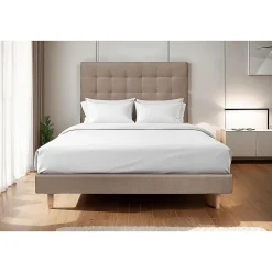 Sommeil De Plomb Lit avec tête de lit capitonnée velours et sommier - Lit en bois massif* Lit Simple
